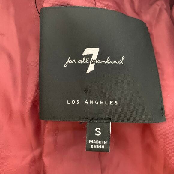 7 For All Mankind Burgundy and Pink Double Breasted Plaid Coat Size S - Picture 9 of 10